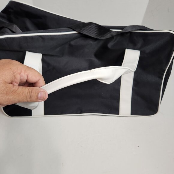 Montblanc Parfum Black White Duffle Weekender Travel Bag Large Adjustable Strap - Picture 6 of 16